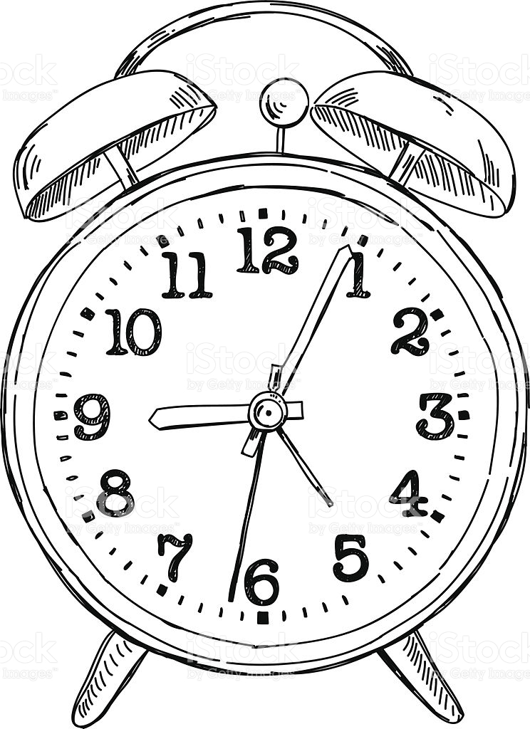 744x1024 Stock Illustration 42636478 Vector Hand Drawn Sketch Alarm Clock