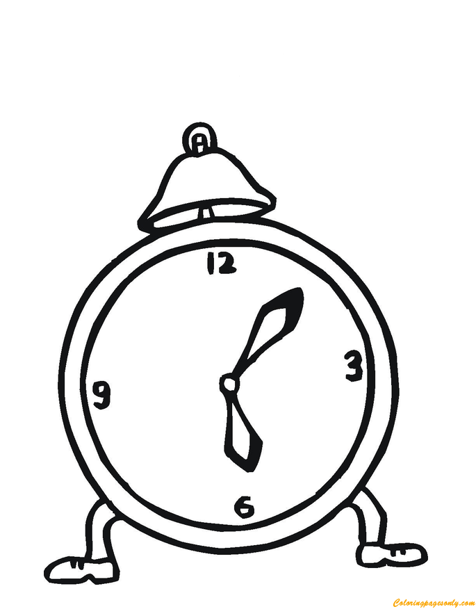 685x886 Charming Alarm Clock Coloring Page