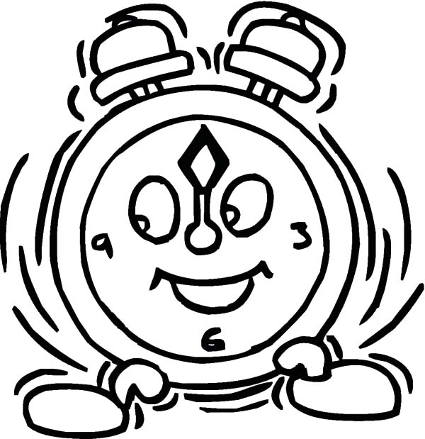600x619 Alarm Clock Shaking Coloring Pages Best Place To Color