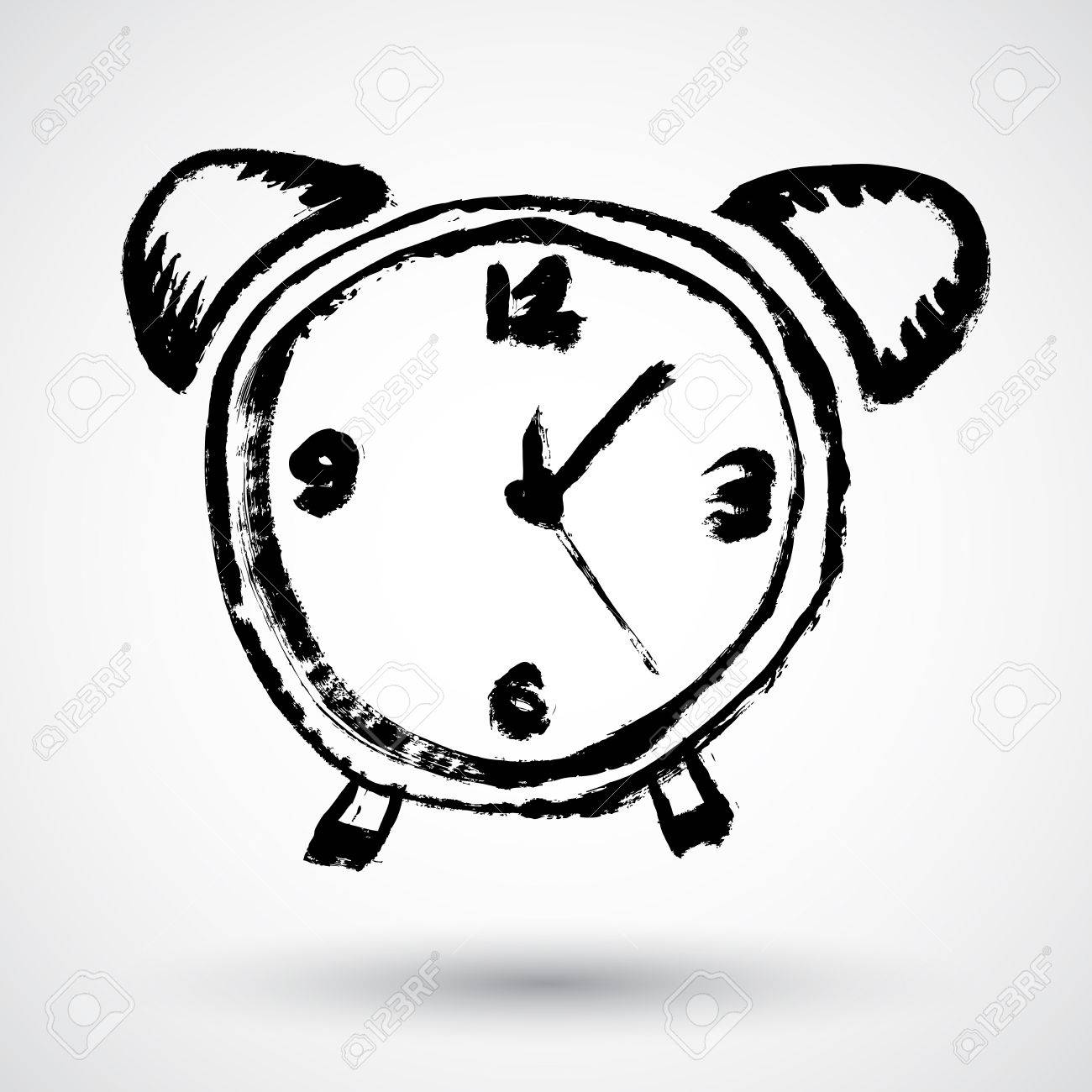 1300x1300 Alarm Clock. Sketch Royalty Free Cliparts, Vectors, And Stock