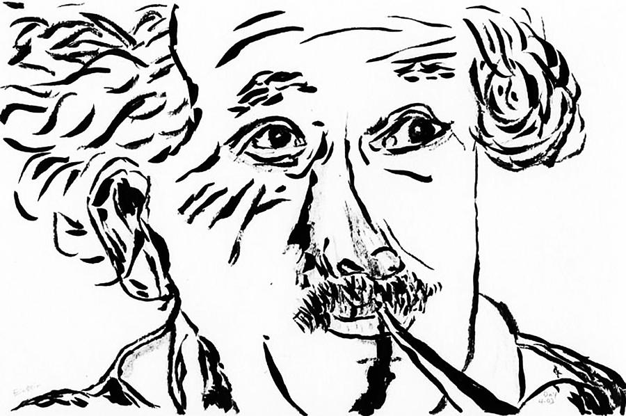 900x598 Einstein Drawing By Day Williams