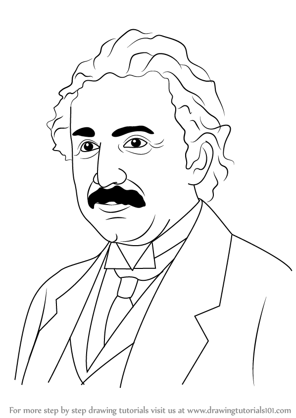 598x844 Learn How To Draw Albert Einstein (Famous People) Step By Step