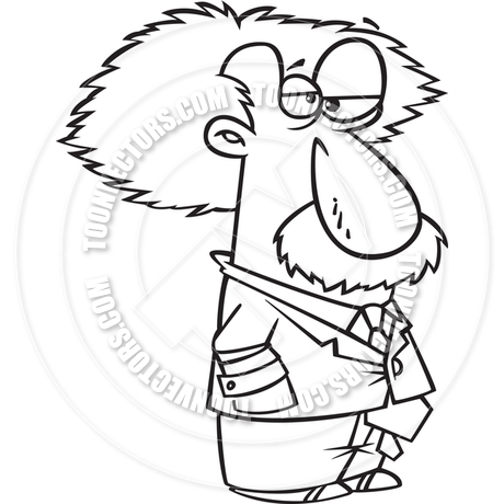 460x460 Cartoon Albert Einstein (Black Amp White Line Art) By Ron Leishman
