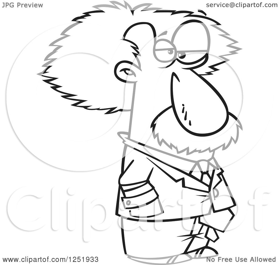 1080x1024 Clipart Of A Black And White Cartoon Albert Einstein