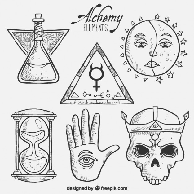 626x626 Hand Drawn Alchemy Elements Vector Free Download