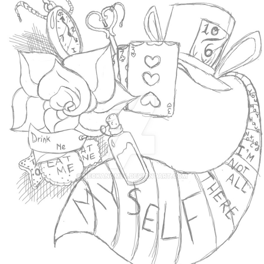 894x894 Tattoo Design Alice In Wonderland Computer By Neckanome4