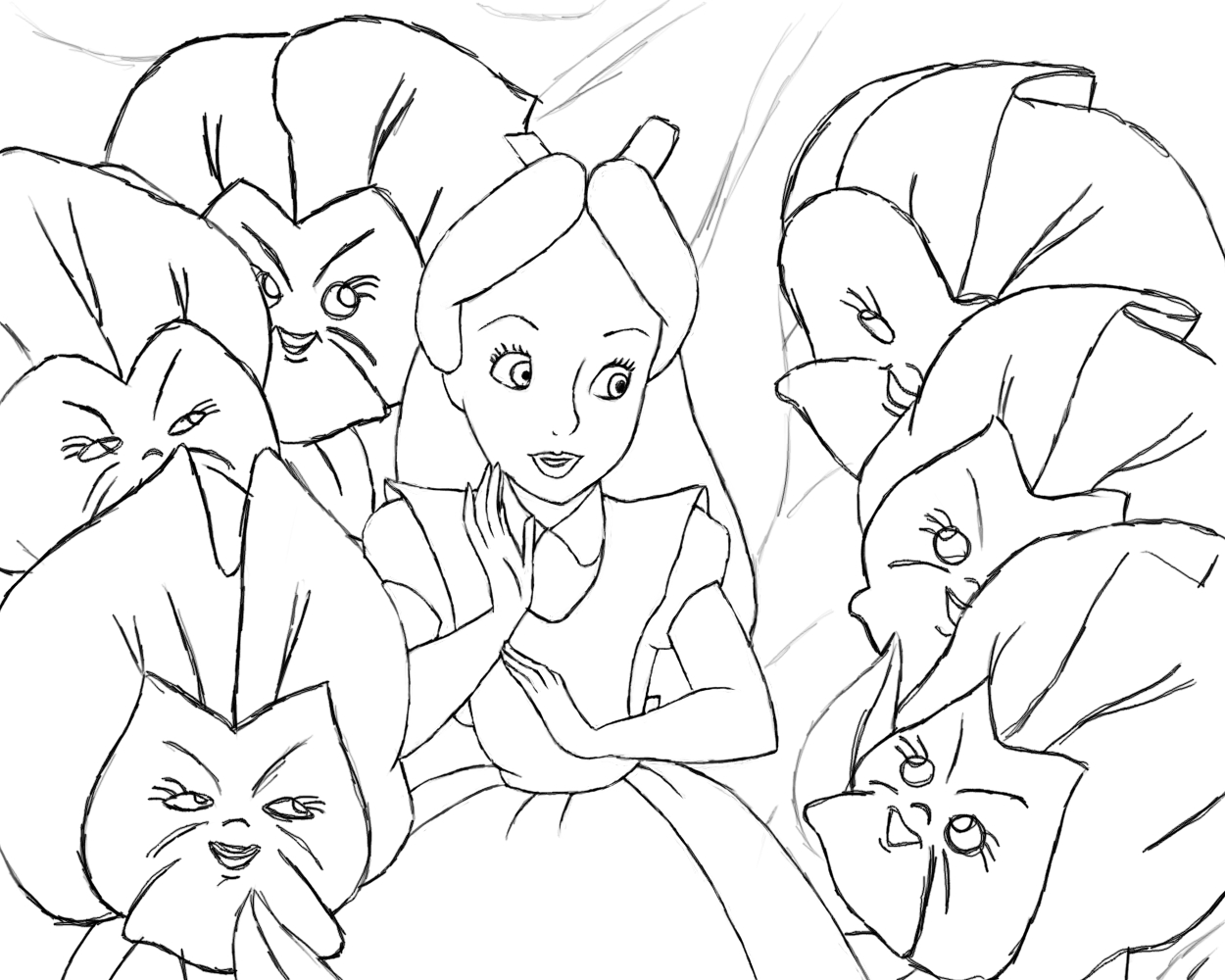 1250x1000 Alice In Wonderland Lineart By Naopanda