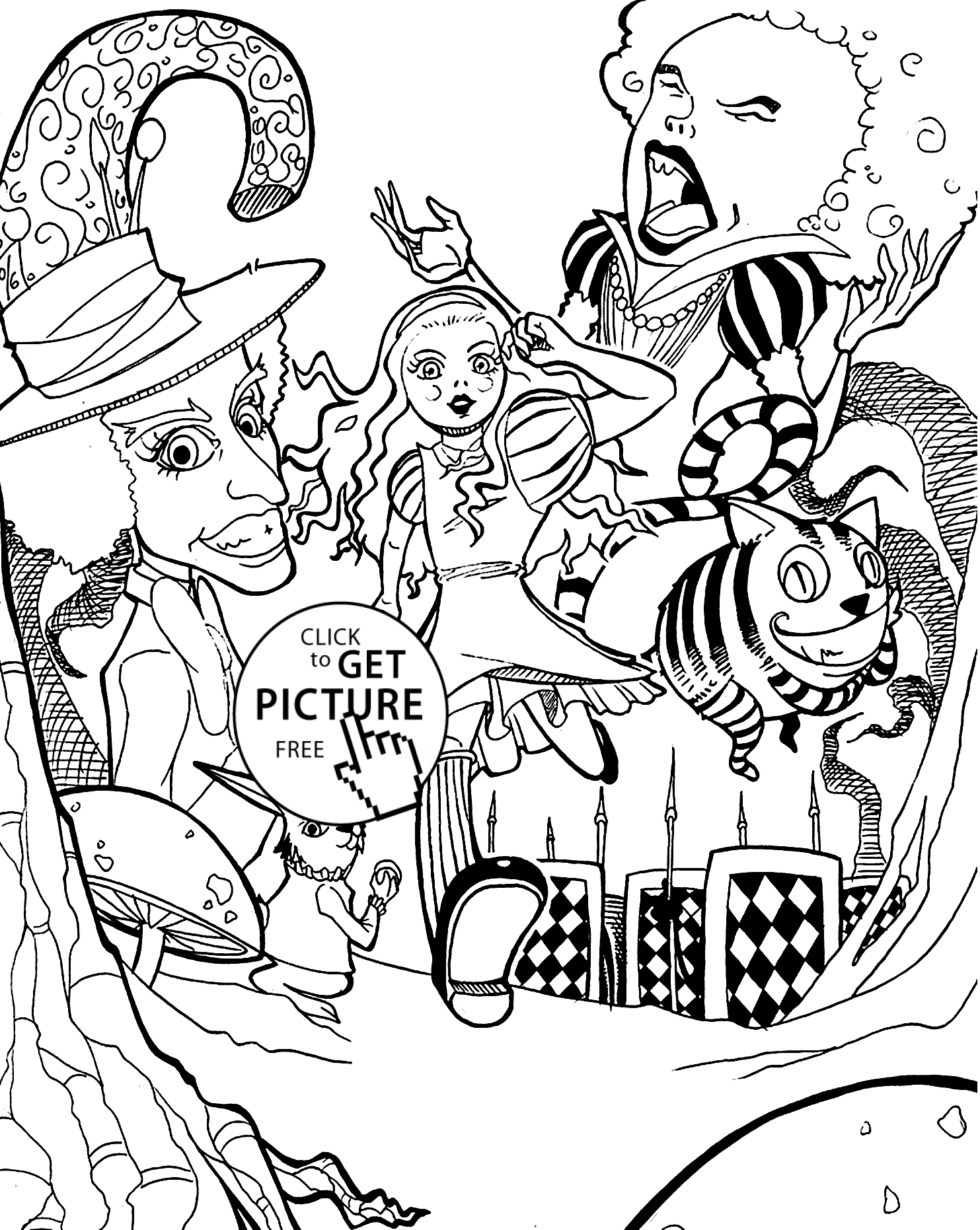 1483x1862 Alice In Wonderland Coloring Pages Movie For Kids, Printable Free