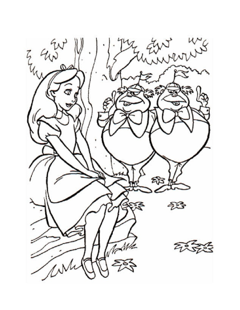 816x1056 Draw Alice In Wonderland Characters Z'Onae Coloring Cartoon