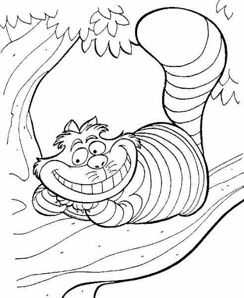 491x600 Alice Wonderland Cheshire Cat Coloring Pages