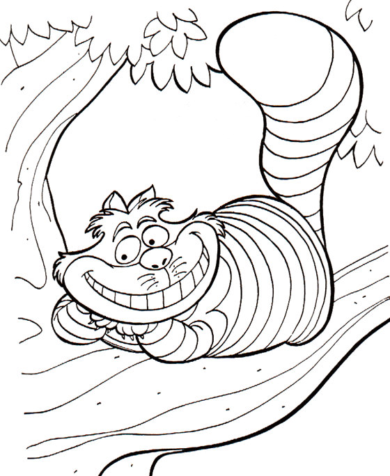 560x684 Cheshire Cat On Tree Free Coloring Pages