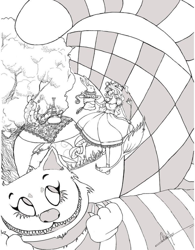 789x1012 Alice In Wonderland Lineart By Alieonor