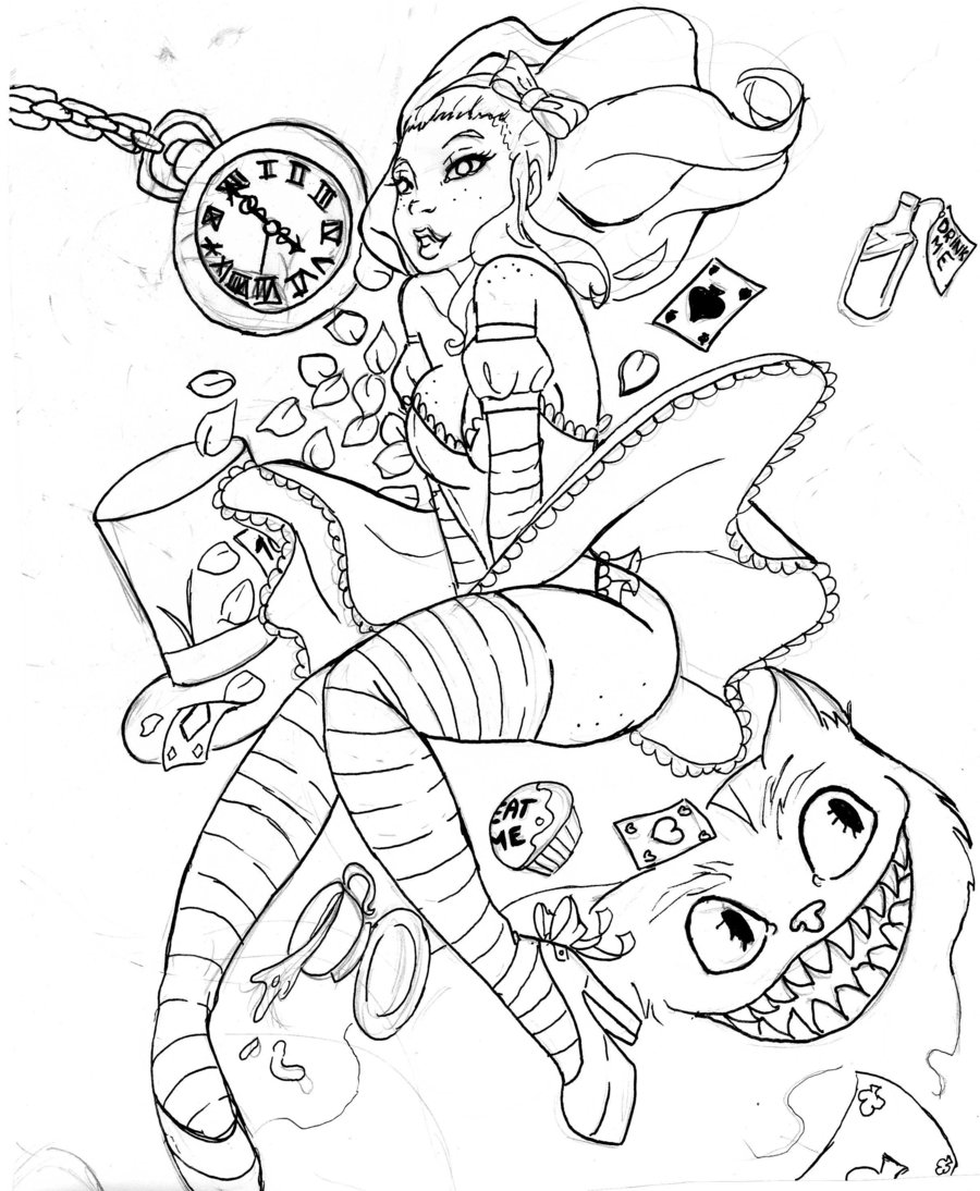 900x1094 Alice In Wonderland Sketch By Holicdraw34