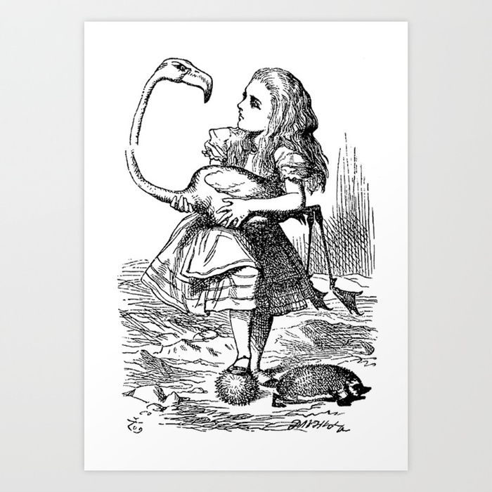 700x700 Vintage Alice In Wonderland Flamingo Croquet Antique Book Drawing