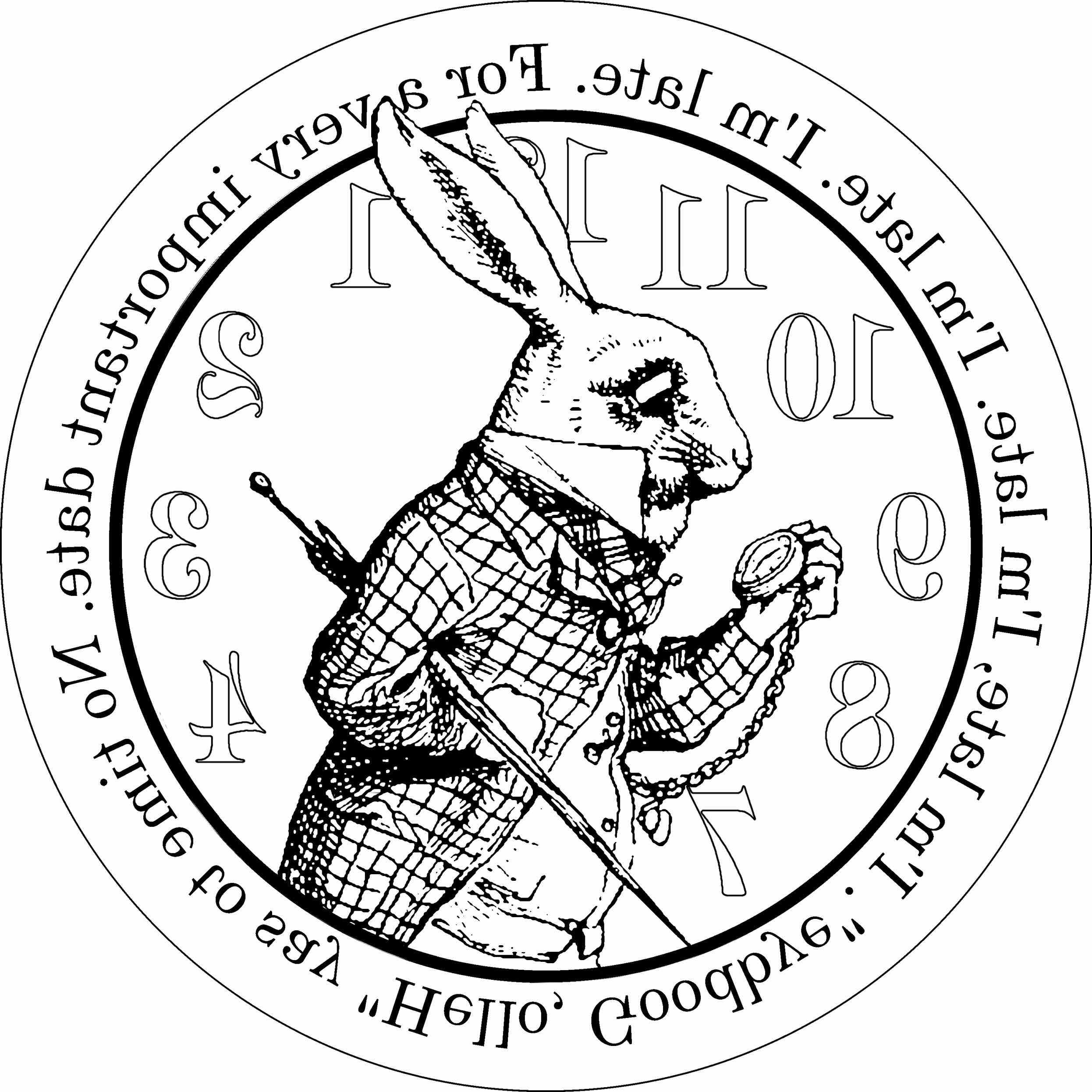 2492x2492 Alice In Wonderland Pocket Watch Drawing