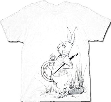 385x351 Alice In Wonderland White Rabbit Sketch Mens White T