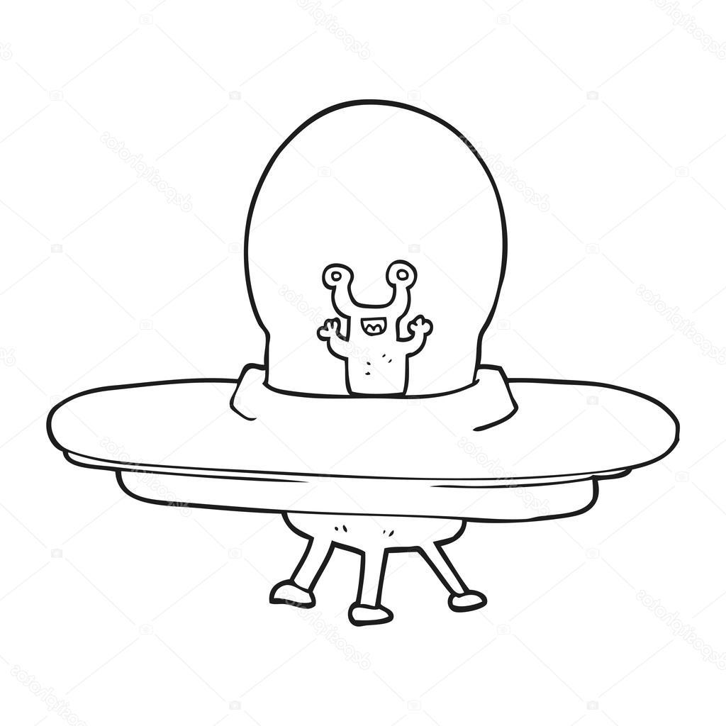 1024x1024 Unique Stock Illustration Black And White Cartoon Alien Design