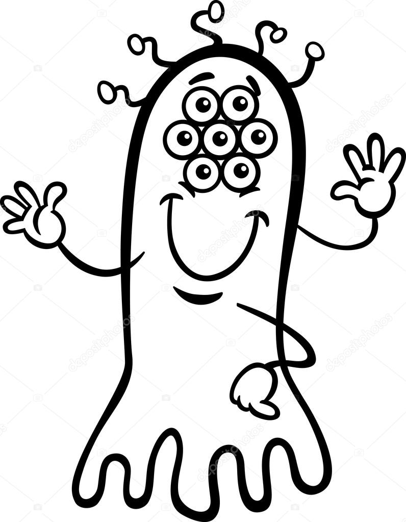 796x1023 Strange Alien Cartoon Coloring Page Stock Vector Izakowski