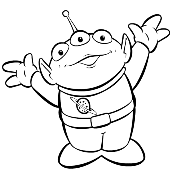 600x614 Toy Story Buzz And Alien Coloring Page Coloring