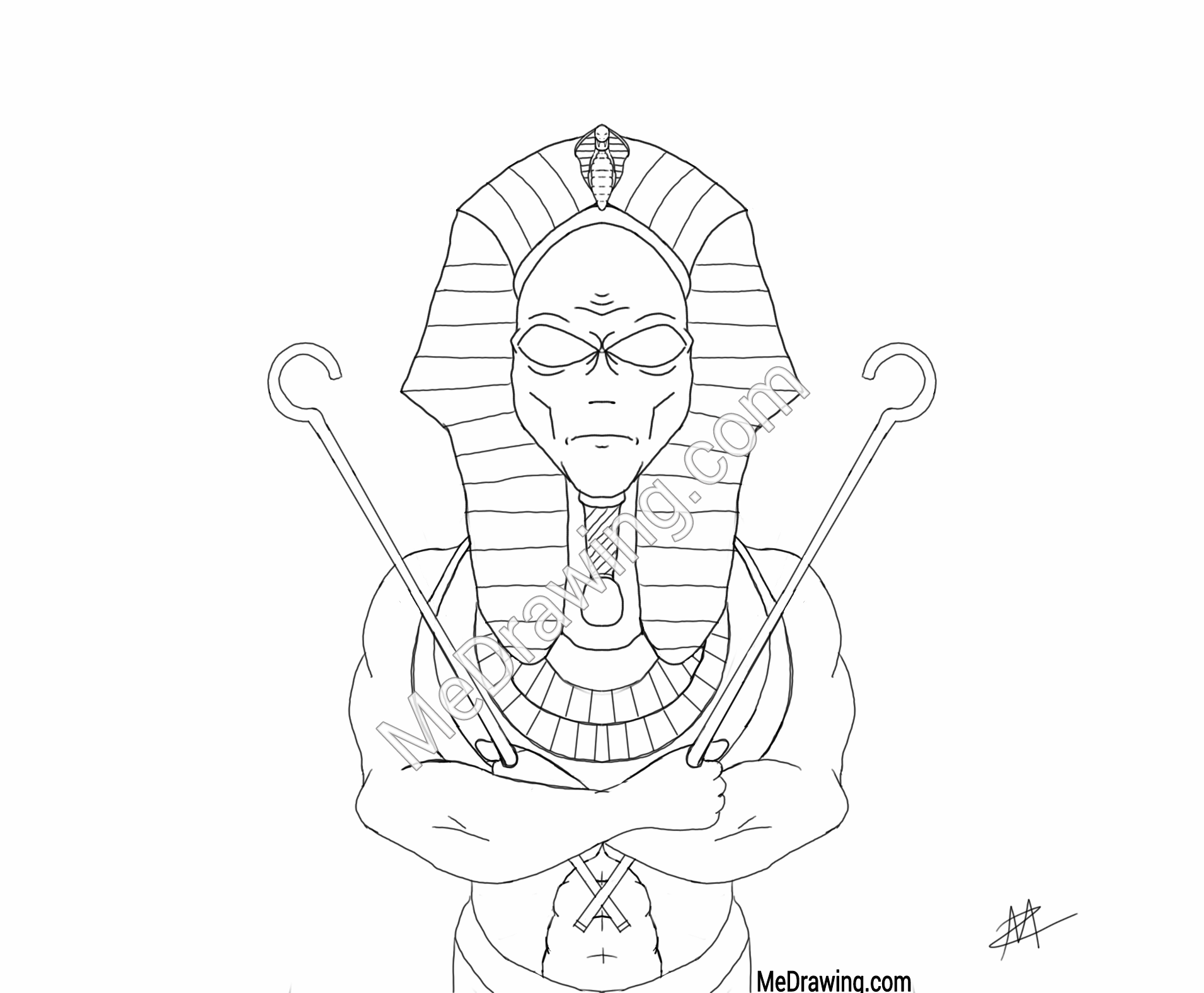 1911x1576 Alien Pharaoh Sketch