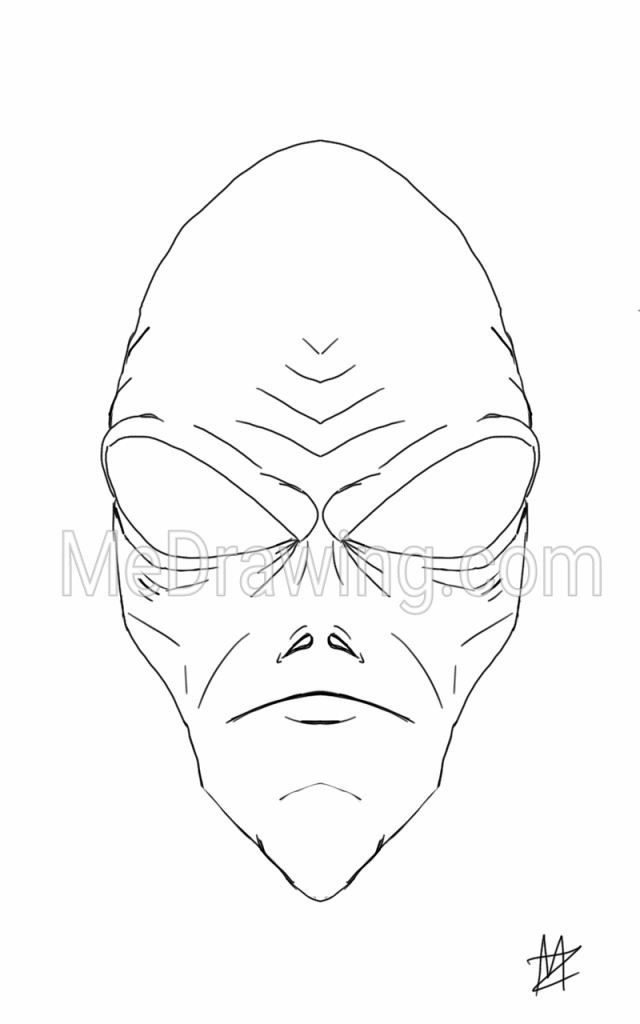 640x1024 Alien Head Ink Drawing