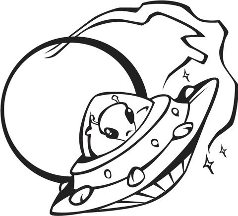 480x436 Alien In Flying Saucer Coloring Page Free Printable Coloring Pages