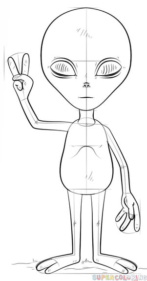 301x575 How To Draw An Alien Step By Step Drawing Tutorials