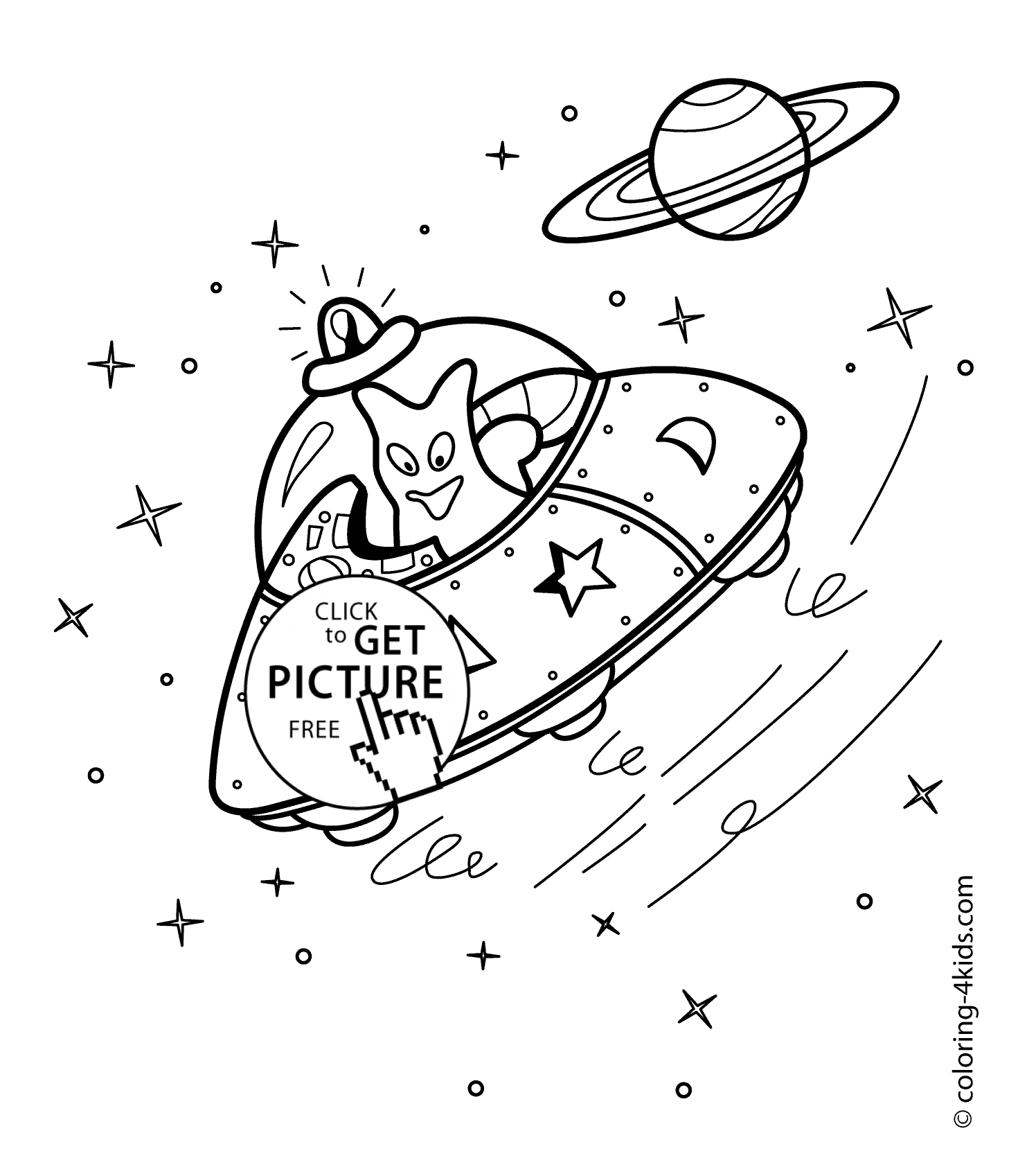 1483x1697 Ufo Spacecraft Coloring Pages With Alien For Kids, Printable Free