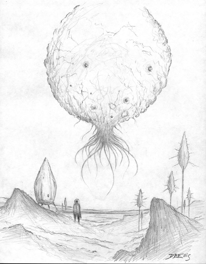 781x1000 Alien Encounter Original Science Fiction Sketch, Art, Drawing