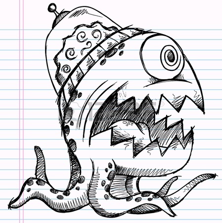 449x450 Notebook Doodle Sketch Alien Monster Drawing Illustration Art