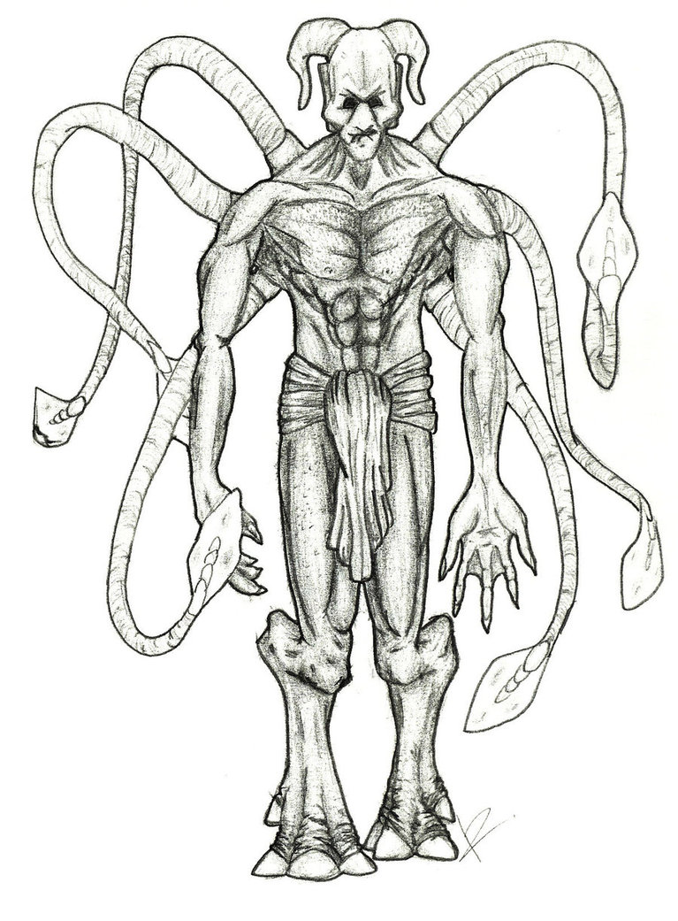767x1041 Alien Demon Concept Sketch By Goat Head