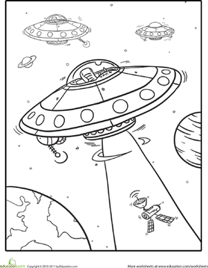301x389 Outer Space Coloring Spaceships Worksheet