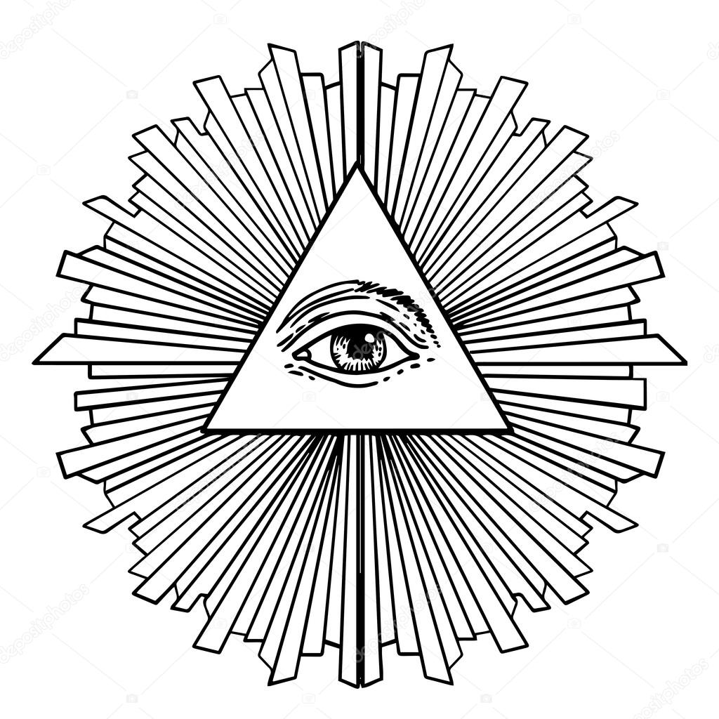 1024x1024 All Seeing Eye Inside Delta Triangle Pyramid Stock Vector
