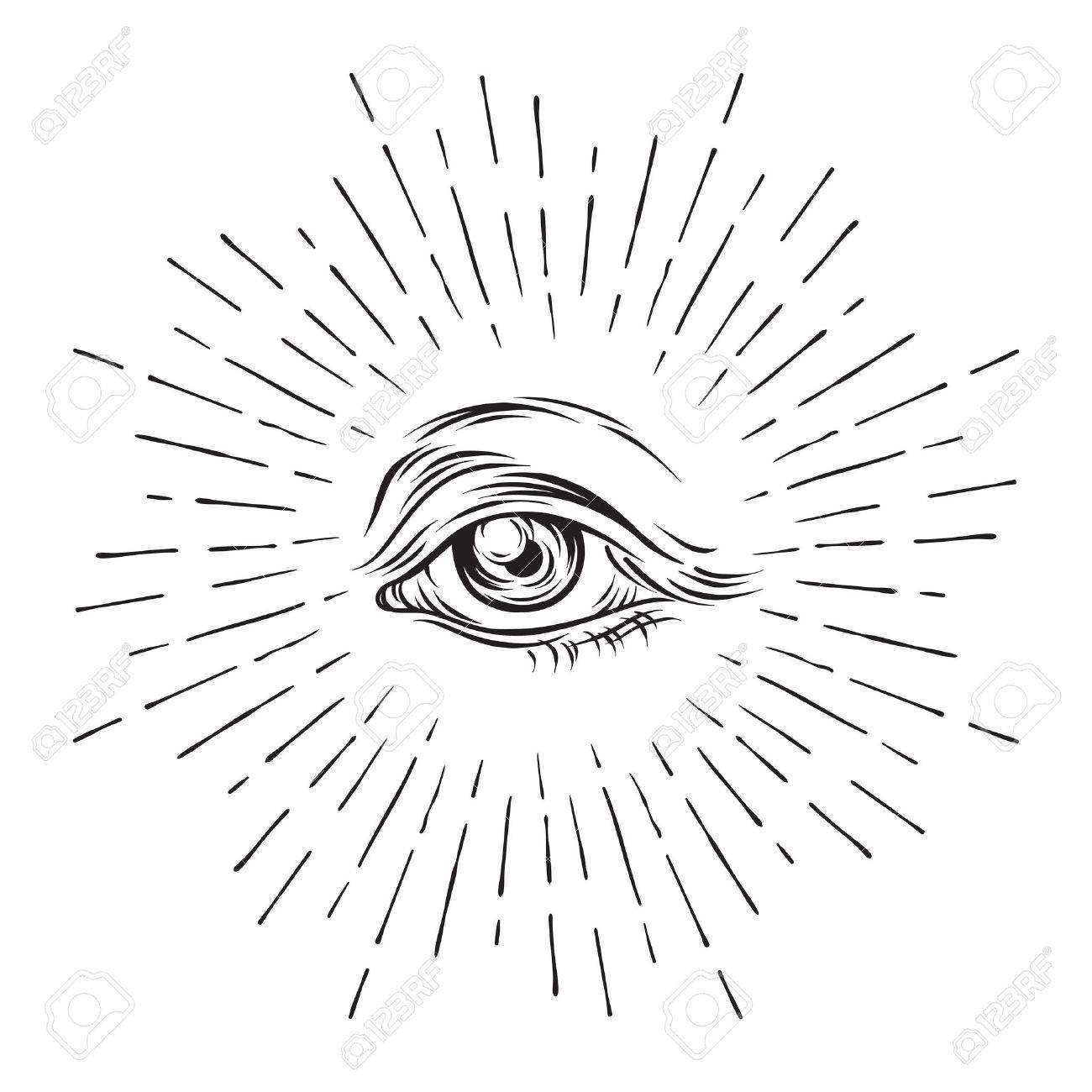 1300x1300 Hand Drawn Grunge Sketch Eye Of Providence. Masonic Symbol. All