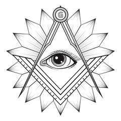 240x240 Masonic Square And Compass Symbol With All Seeing Eye , Freemaso