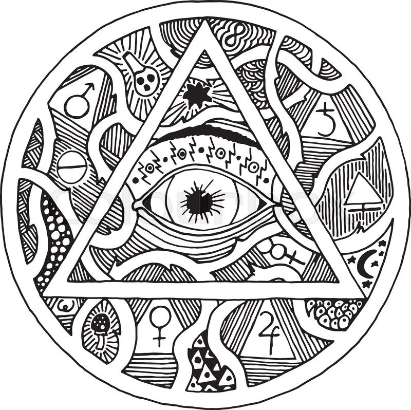 800x798 All Seeing Eye Pyramid Symbol In Tattoo Engraving Design. Vintage