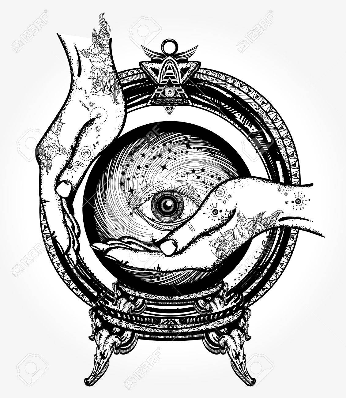 1130x1300 Magic Ball Fortune Teller Tattoo, Crystal Ball In Their Hands