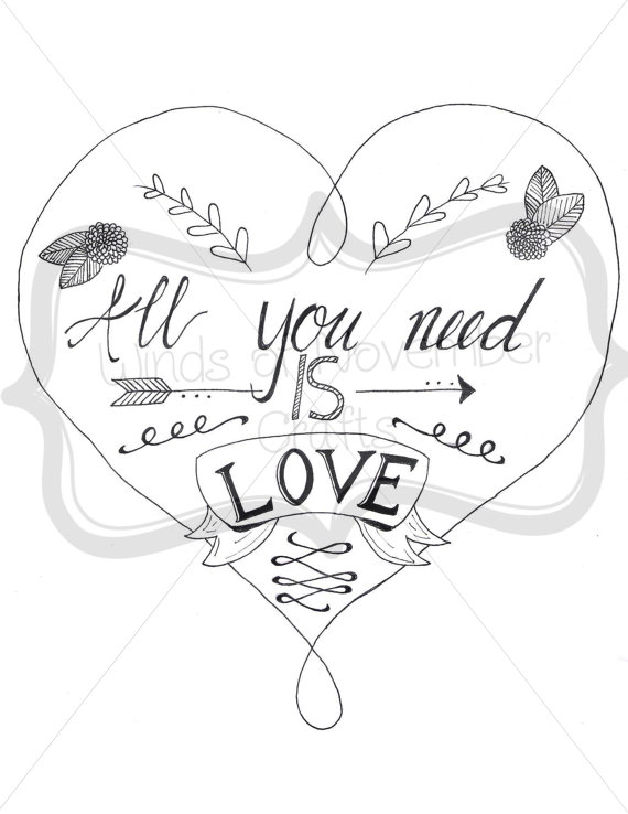 570x738 All You Need Is Love Coloring Page Digital Download