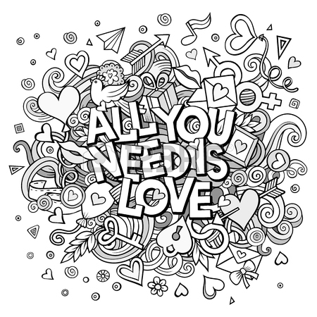450x450 Cartoon Vector Hand Drawn Doodle All You Need Is Love Illustration