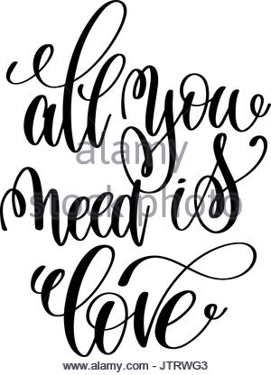300x416 Poster. All You Need Is Love Black And White Colors Stock Vector