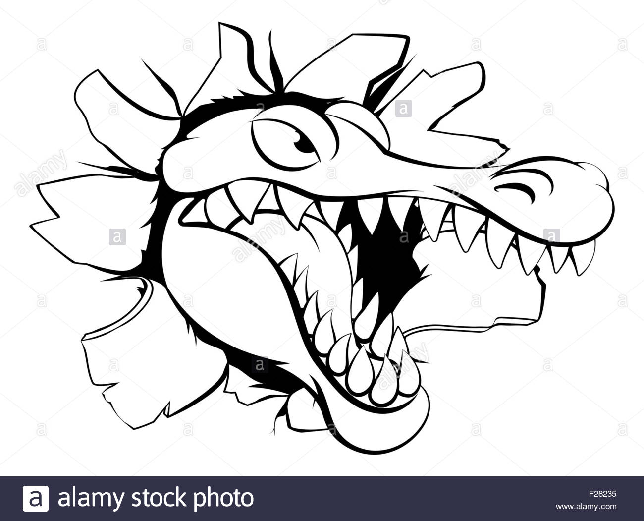 1300x1051 Cartoon Crocodile Orlligator Mascot Head Smashing Through