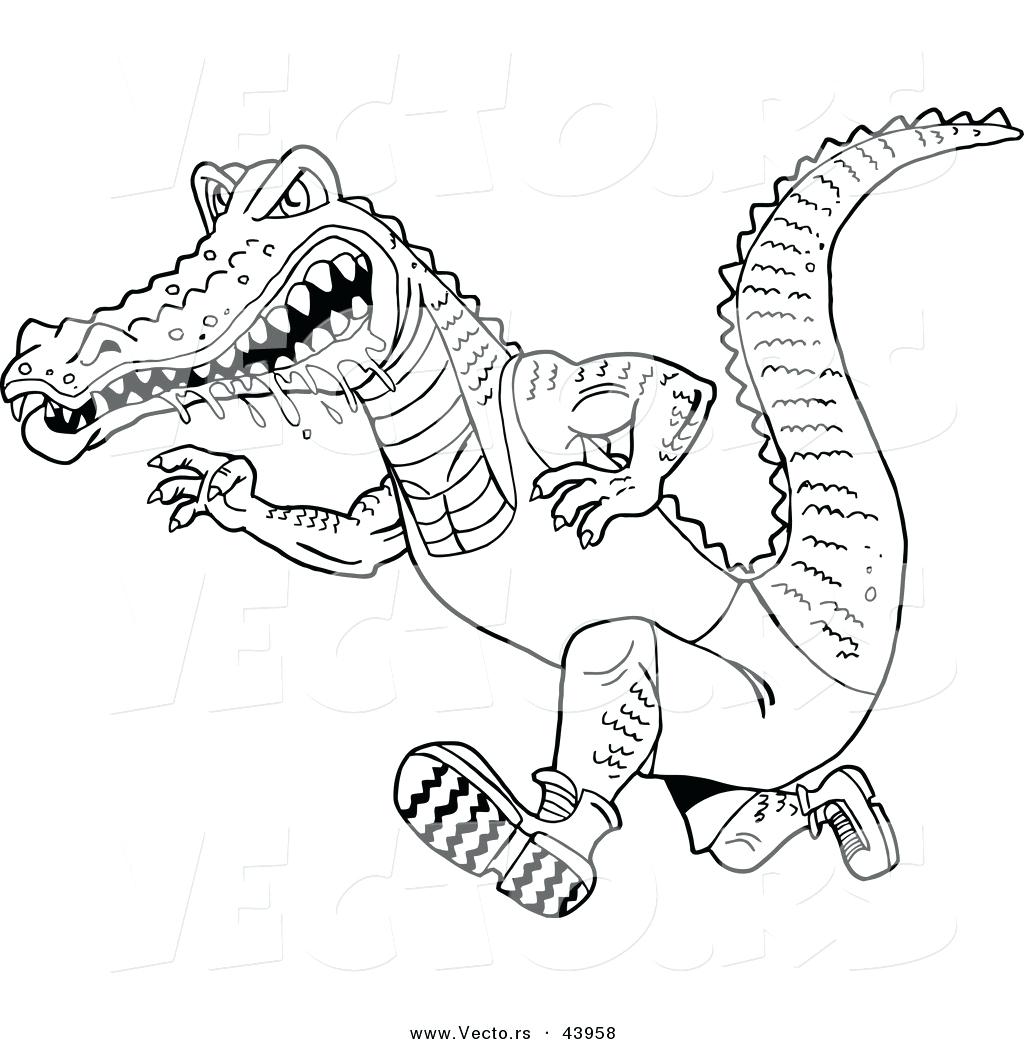 1024x1044 Vector Of A Drooling Cartoon Alligator Running Fast Coloring Page