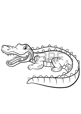 318x450 Childrens Cartoon Family Of Crocodiles In Africa. Coloring Book