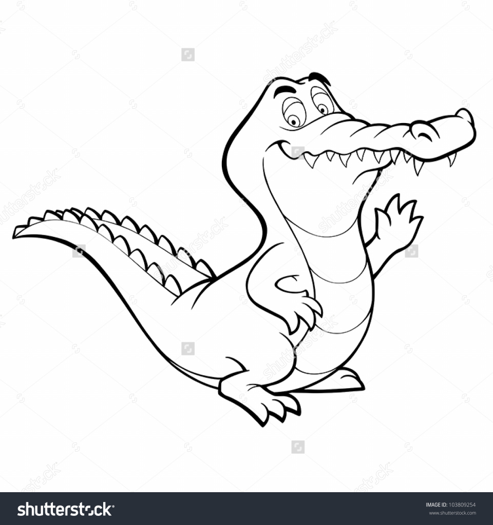 960x1024 Drawing Of An Alligator Vector Crocodile Cartoon Alligator Line