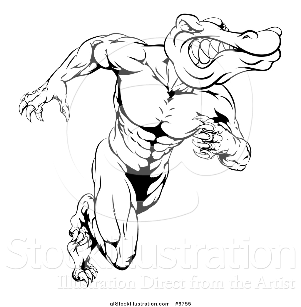 1024x1044 Vector Illustration Of A Black And White Vicious Muscular
