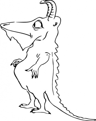 336x425 Dragon Outline Standing Monster Horns Scary Alligator Crock