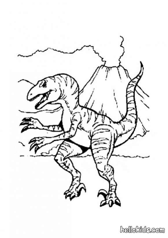 581x822 Allosaurus And Volcano Coloring Pages