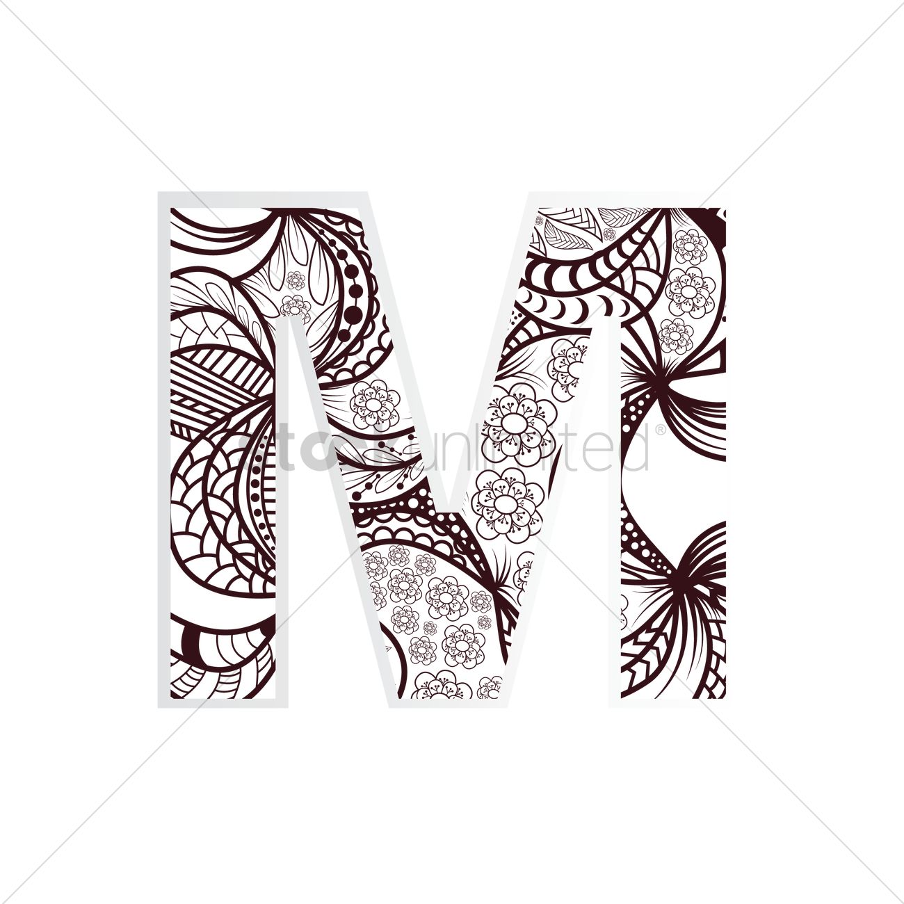 1300x1300 Decorative Alphabet M Vector Image