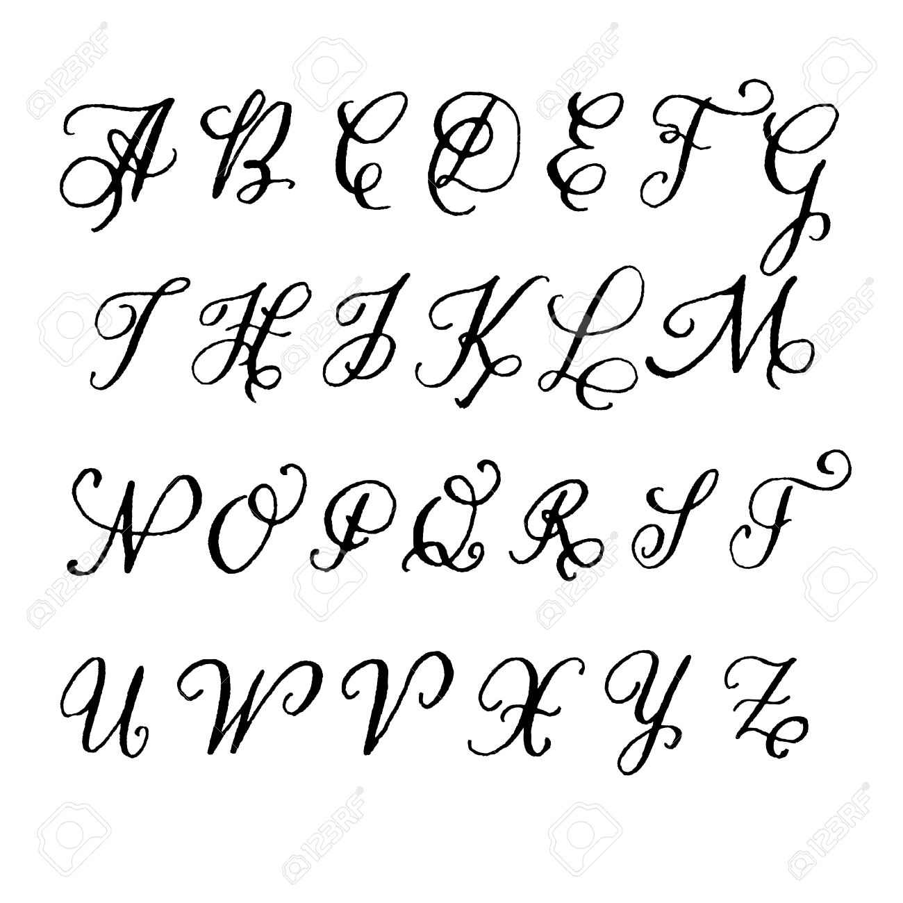 1300x1300 Vector Alphabet In The Style Of Lettering And Calligraphy. Hand