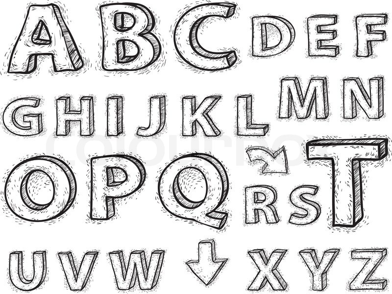 800x600 Drawing The Alphabet. Stock Vector Colourbox
